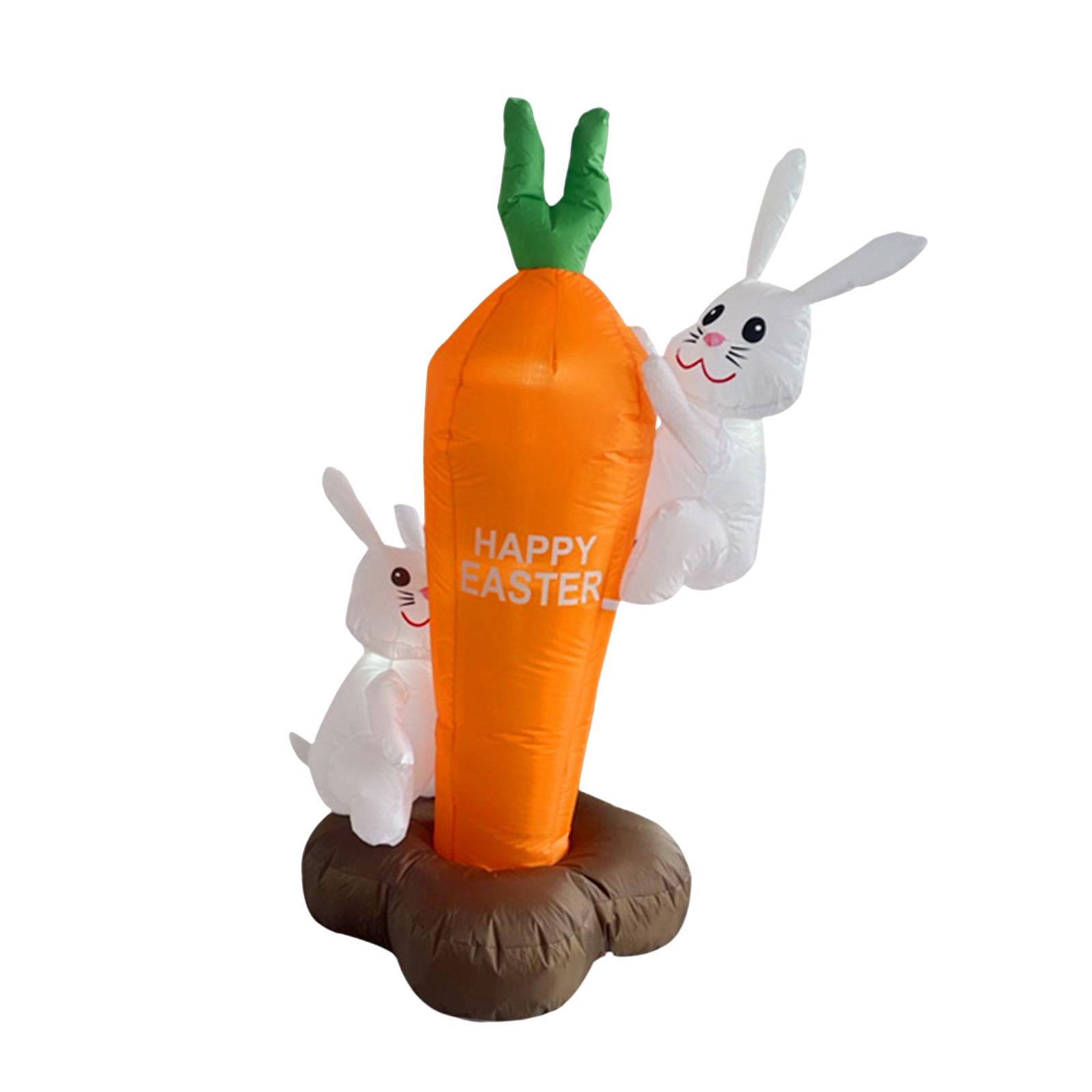 5.9ft Easter Inflatable Bunny Climbing Carrot Built in LEDs Light up Decoration for Porch Patio Lawn Indoor Outdoor Garden