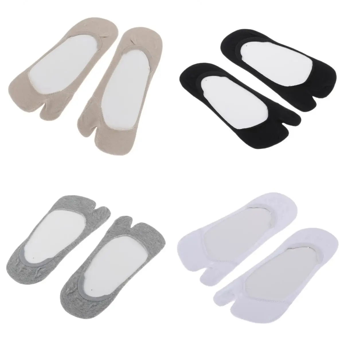 4 Pairs/Set Mixed Solid Color Two Toe Socks Cotton Tabi Socks Casual Boat Socks