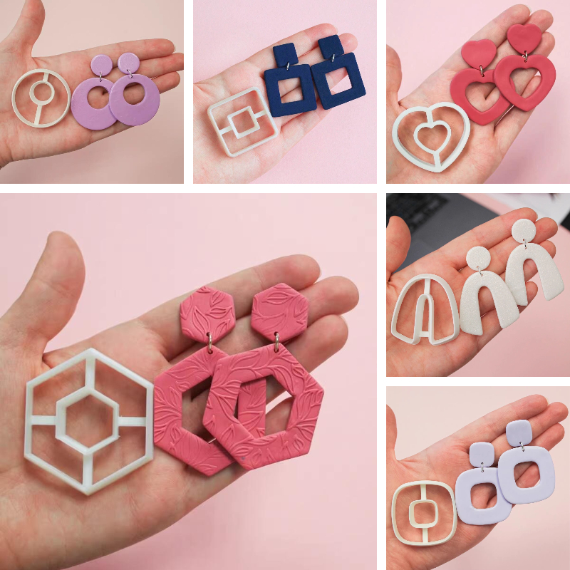 Neue weiche Keramik Ohrringe schneiden Matrize Geometrie 3D-Druck hohle Pla Form DIY ins Französisch Ohrring Schmuck Anhänger Herstellung Werkzeug – Detail 3