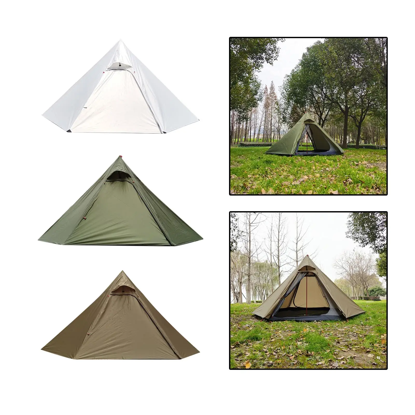 Pyramid Tent Waterproof Camping Teepee Ripstop 2-3 Person for Backpacking Hiking