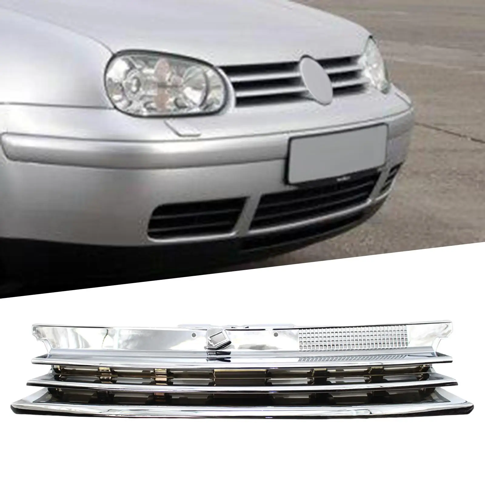Front Bumper Grille Durable High Performance Premium 1J0853655G Replaces Car Accessories for Volkswagen GTI 1999-2006
