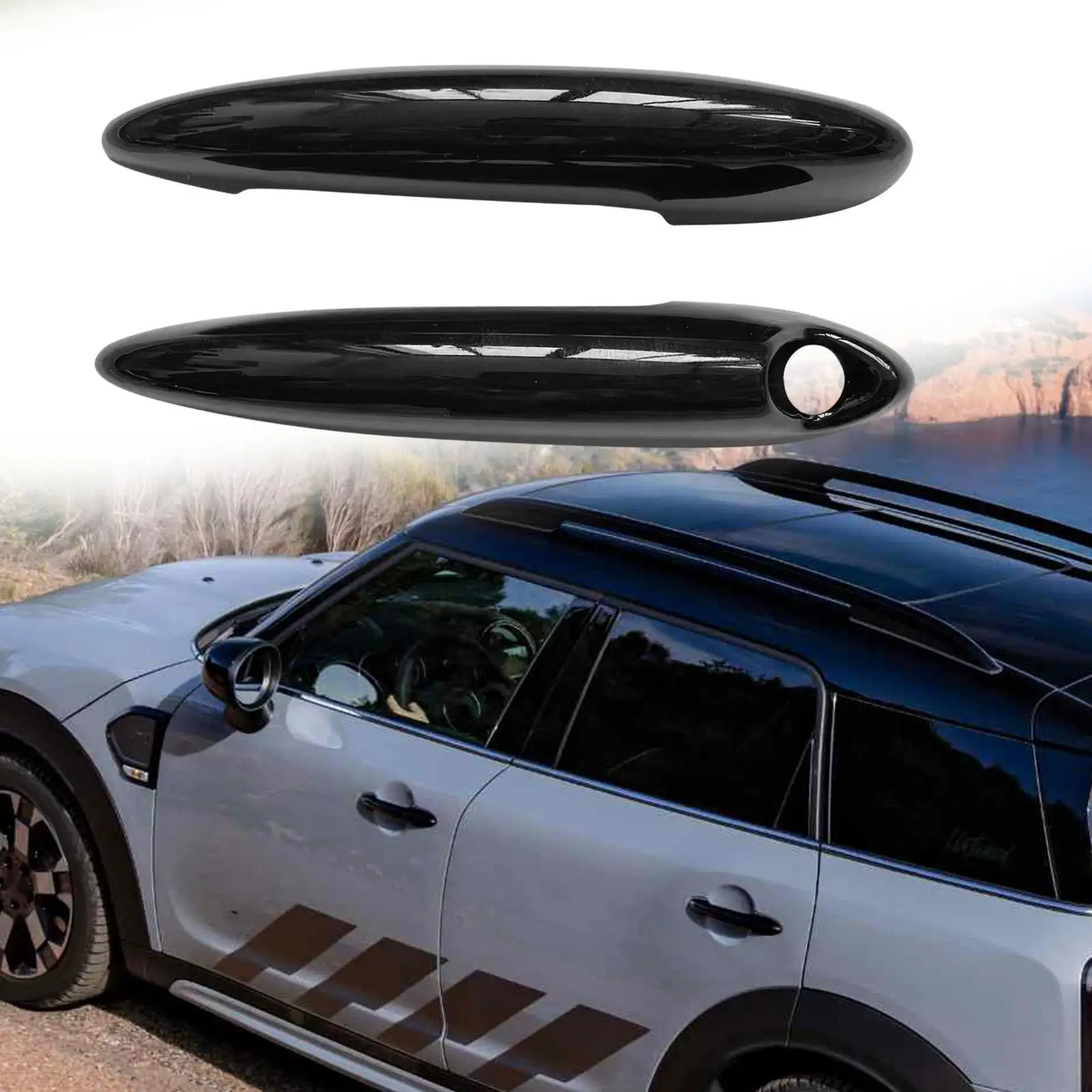 2Pieces Door Handle Cover High performance Gloss Black for Mini Cooper