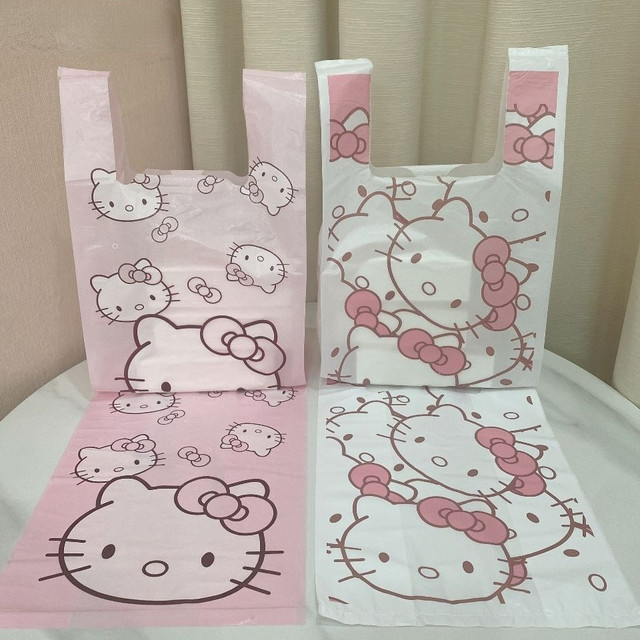 Hello Kitty Plastic Bag Reusable Cute Cartoon Printing Girl Snack