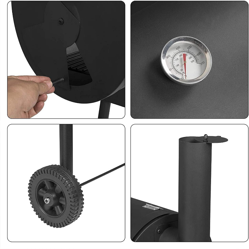 10-10 Offer 27 Inch Charcoal Barrel Grill With Offset Smoker Bbq Grill Outdoor Camping Oven