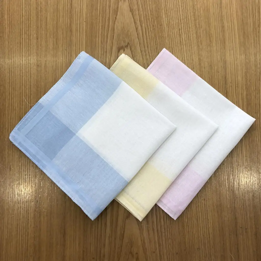 12Pcs Soft Cotton Striped Handkerchiefs Wedding Party Hankie 11.8X11.8``