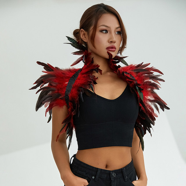 Épaulette Gothique à Plumes Noires - Cape Dénudée Pour Femmes | Carnaval, Halloween, Soirée à Thème