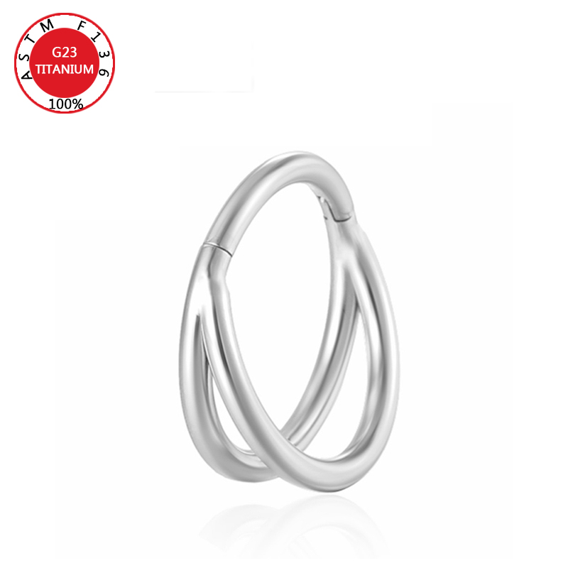 ASTM G23 Titan Triple Scharnier Knorpel Ohrring Helix Piercing Nasenring Septum Conch Clicker Hoop Stud Körperschmuck Trendy – Detail 7
