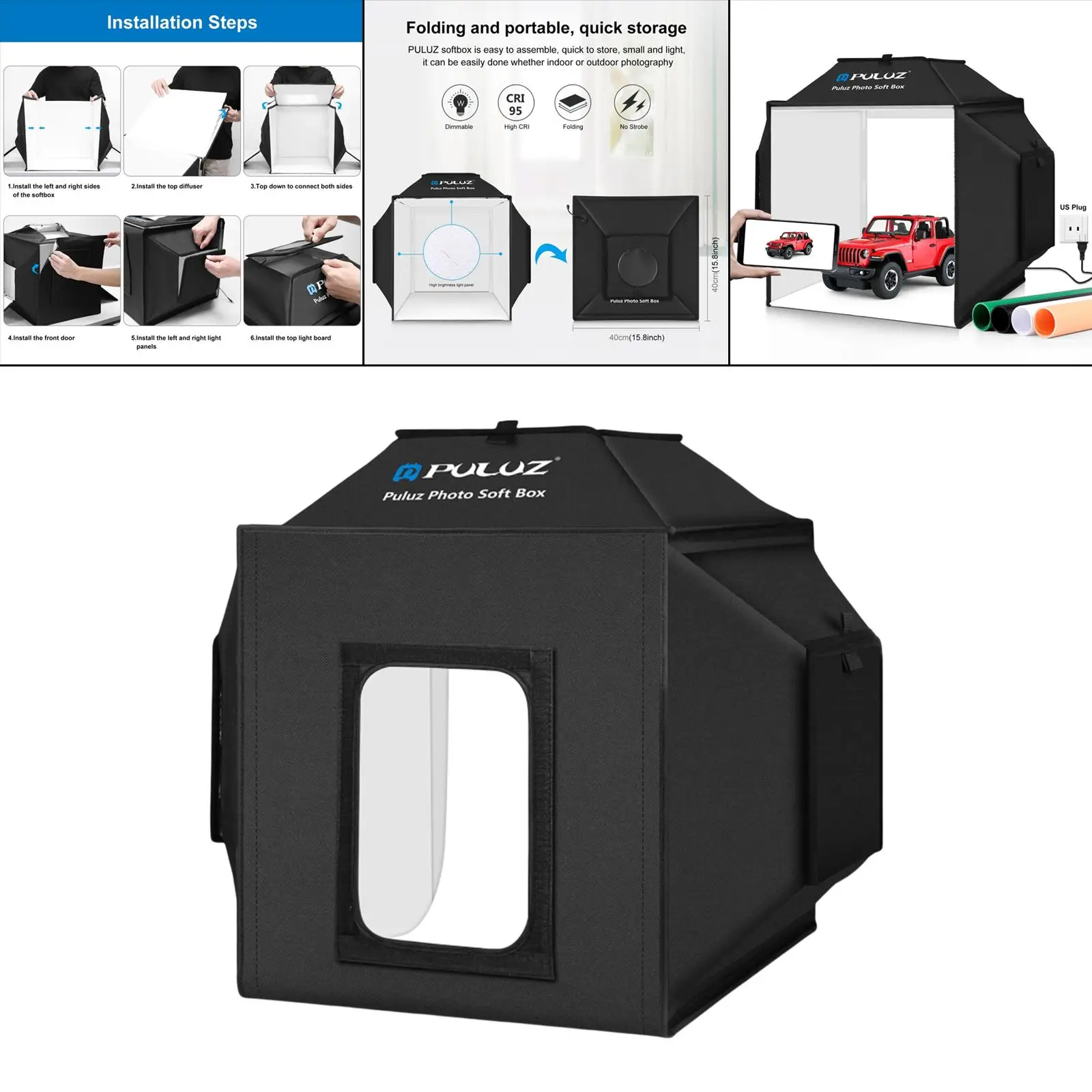 40Cmx40cm Folded Photography Studio Light Tent, Box Standard Plug Portable Accessories Multi Angle Shooting Durable