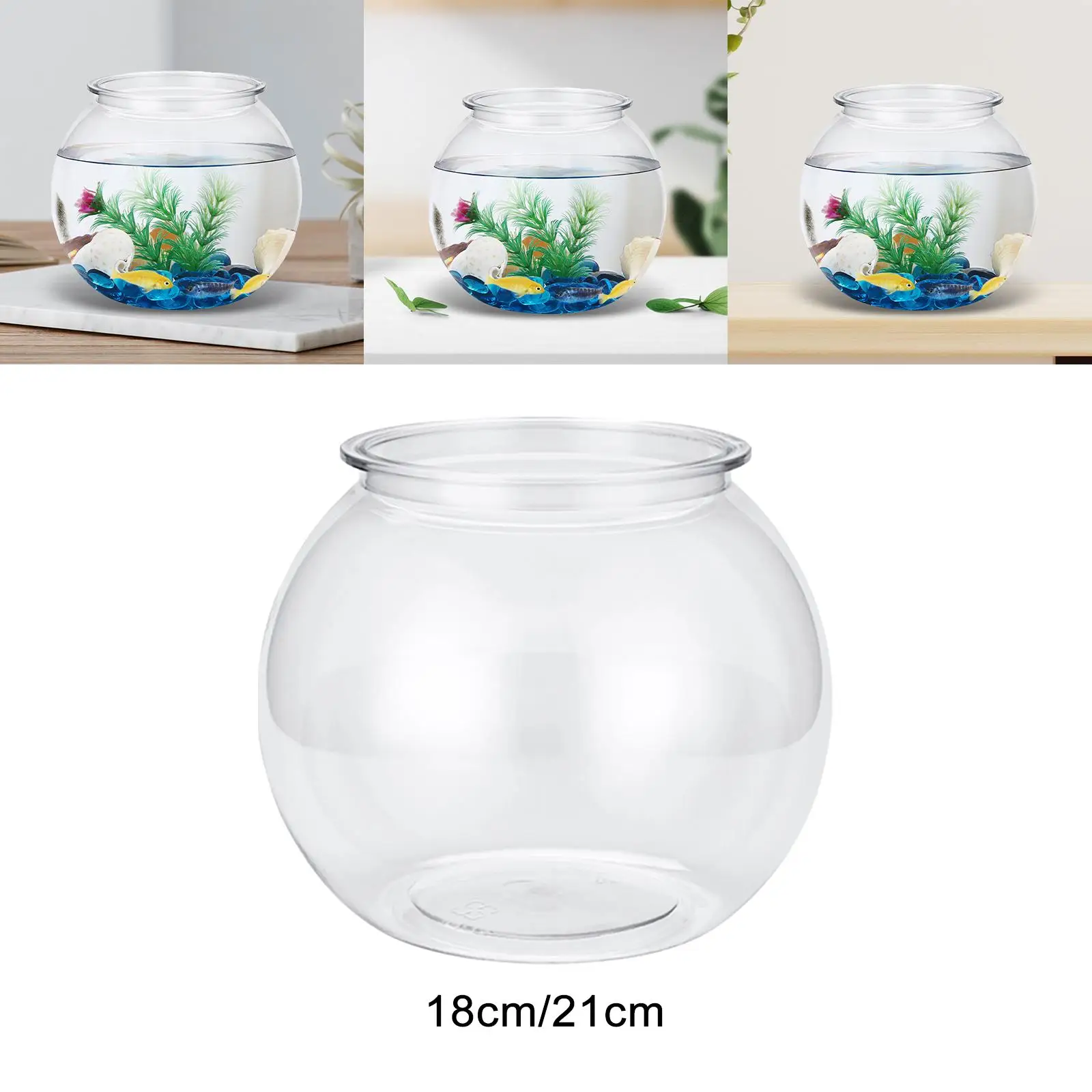 Transparent Small Fish Tank Aquarium Container Round Small Household Fish Tank for for Tree Goldfish Home