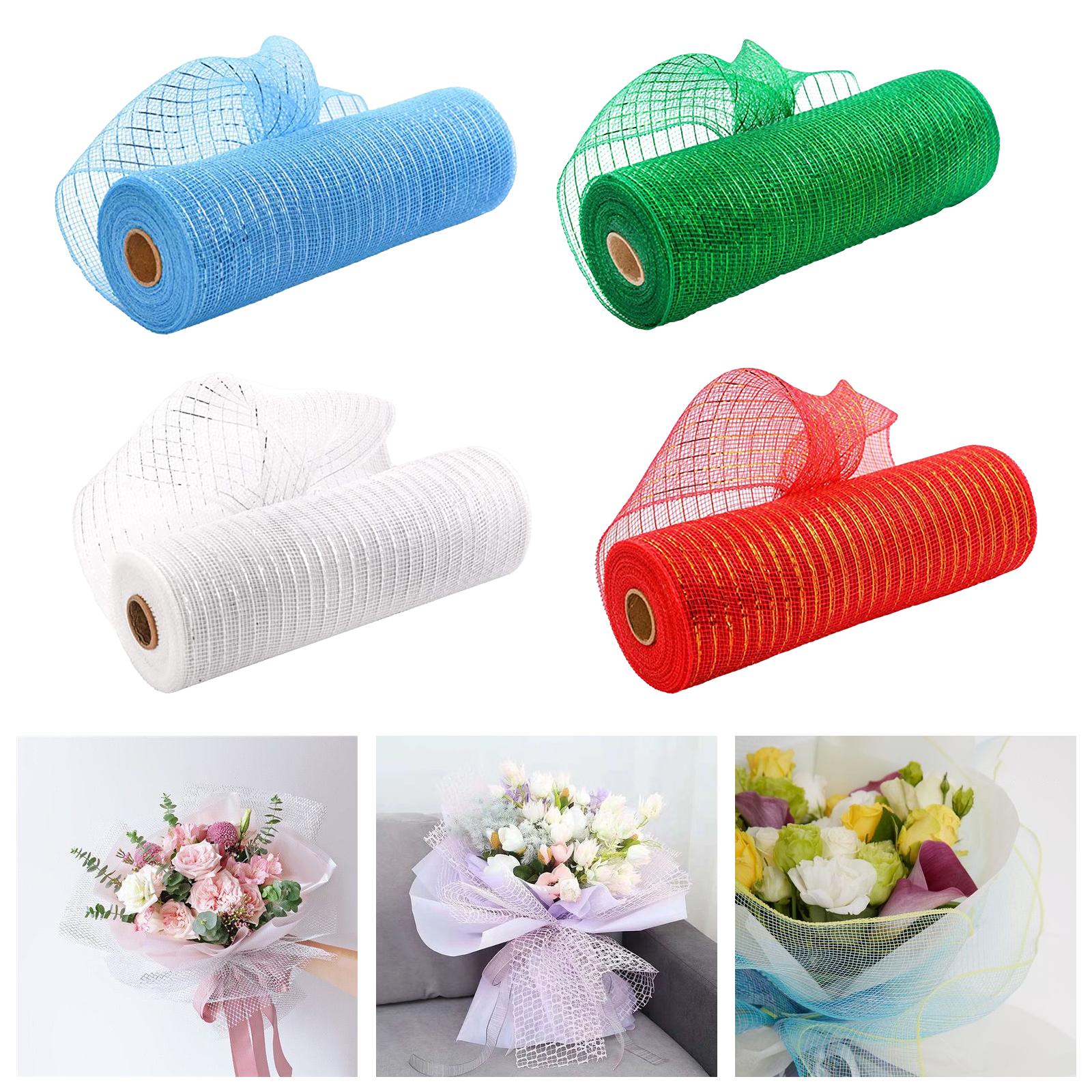 Mesh Ribbon Rolls Metallic Foil 10Yards 10inch 4 Rolls Poly Mesh Ribbon for Wreath