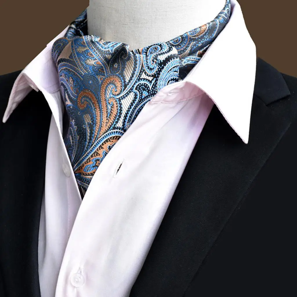 Men  Paisley Floral Jacquard Cravat Ascot Tie Accessories