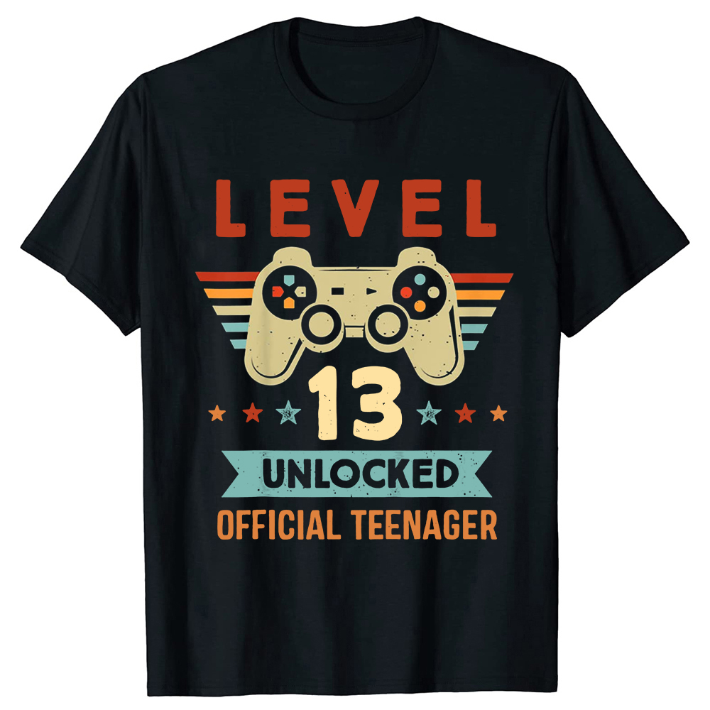 Level 13 entsperrt offiziellen Teenager 13. Geburtstag Gamer T-Shirts Sommer Streetwear Kurzarm offiziellen Teenager Geschenke T-Shirt – Detail 2