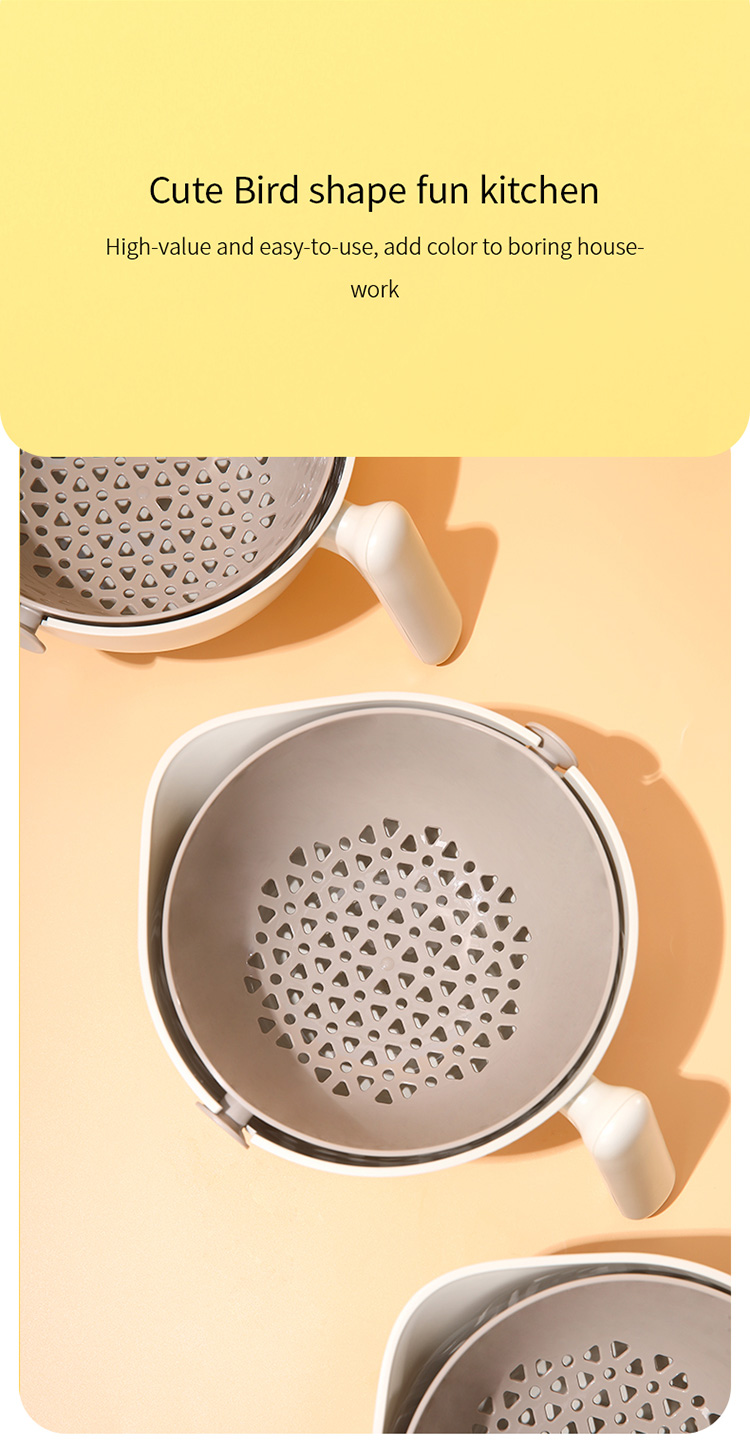 Gadgetoo Fasola Double Layer Drain Basket For Food Vegetable Fruit Plastic Storage Basket