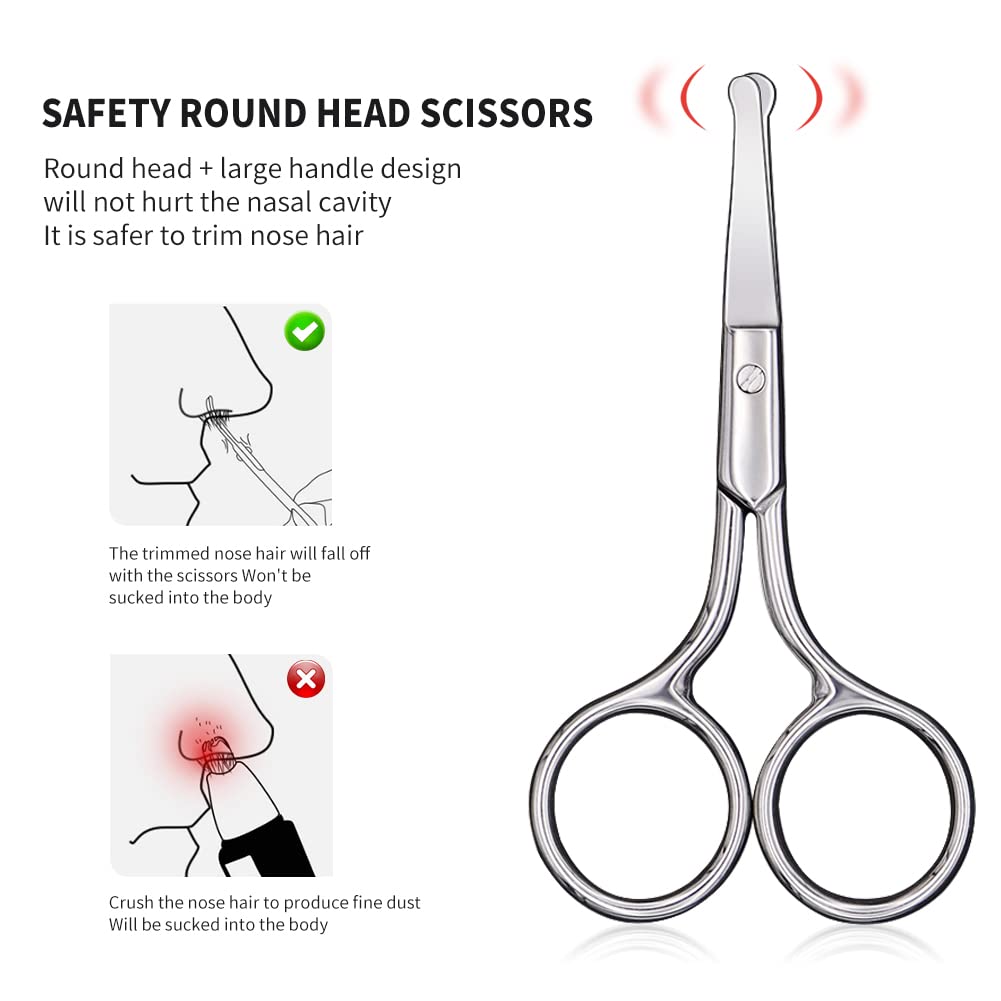 Best of Facial Hair Scissors Rounded Tip Small Shears Safety Nose Ear Eyebrow Moustache Trimming Kit For Men Women Personal Grooming Reviews & Tips - Image 2