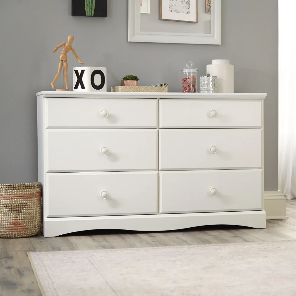 Storybook 6-Drawer Dresser, Soft White Finish, Dressing Table , Vanity Table with Drawers , Furniture