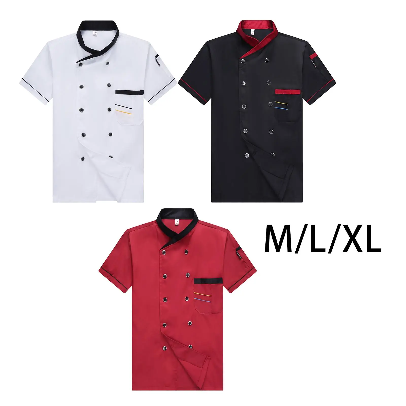 Chef Uniform Jacket, Waiter Waitress Coat Shirt, Breathable Men Women Work Wear Clothes for Hotel Restaurant Cooking Cafe