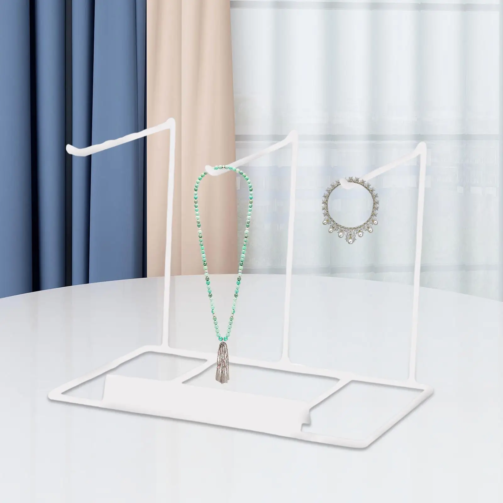 Metal Jewelry Organizer Stand Free Standing Modern Hanger Rack Display Holder for Trinkets Necklaces Tabletop Dresser Showcase