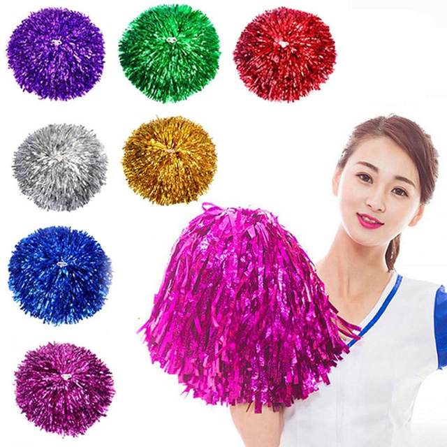 26cm Pom Poms Metallic Cheerleader Cheer Cheerleading Kids Dance