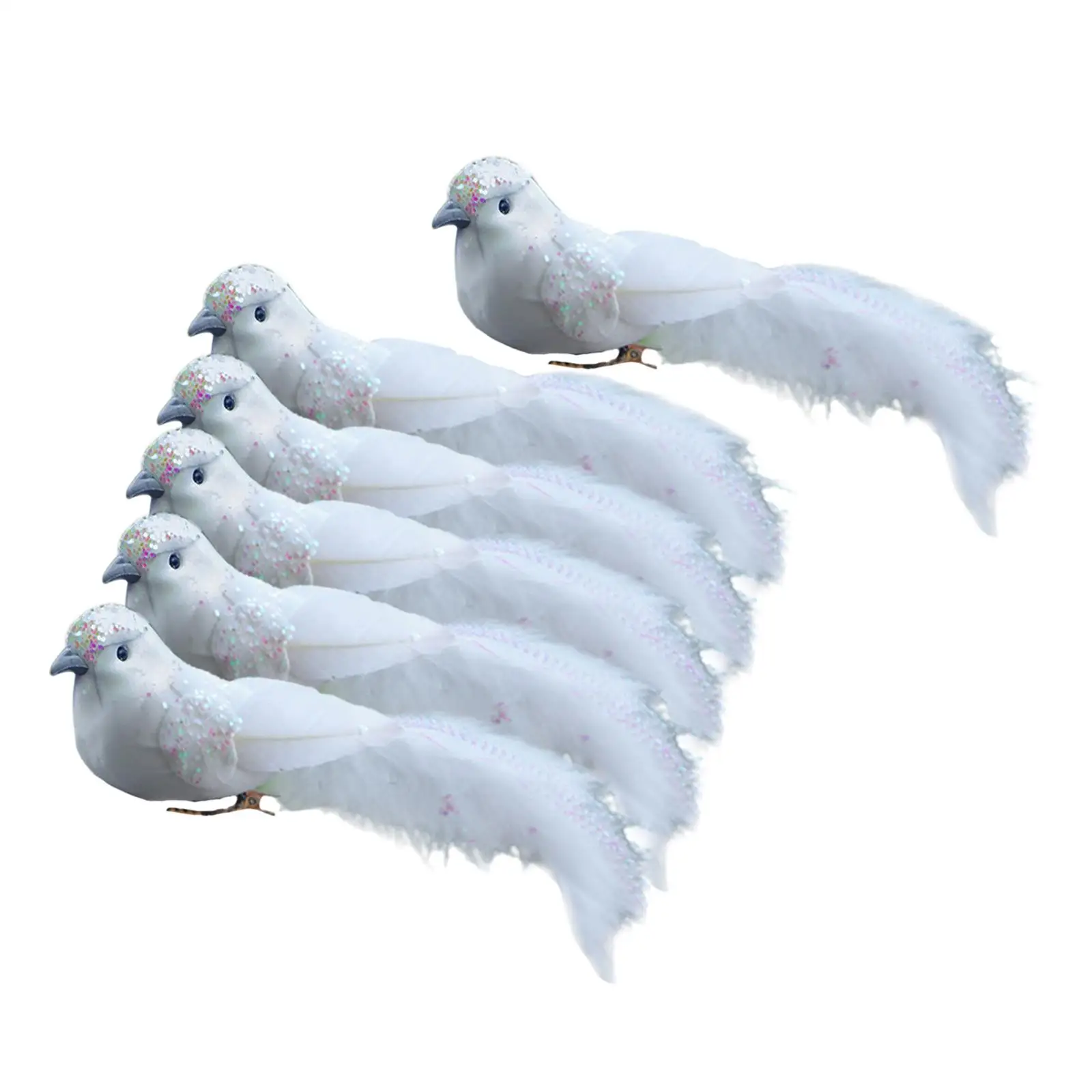 6 Pieces Artificial Feather Birds Simulation Garden Figurine Realistic Bird Model Crafts for Fairy Garden Window Home Ornaments