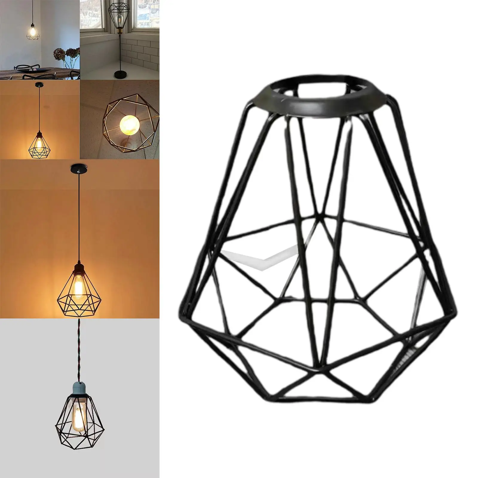 Metal Pendant Light Shades Chandelier Light Cover Protective Bulb Cage Guard for Home Bathroom Bedside Lamp Hallway Decoration