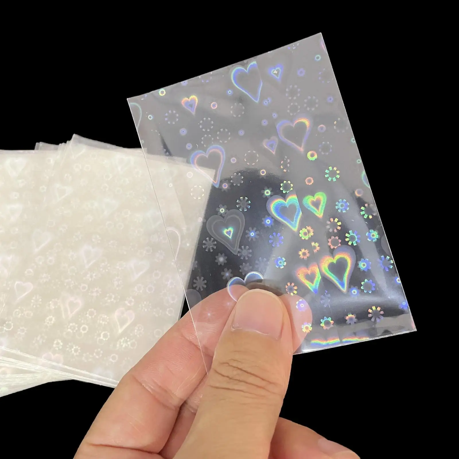 100Pcs Holographic Card Sleeves Cards Guard Sleeve Standard Size Board Game Trading Card Sleeves 61x88mm 57x88mm