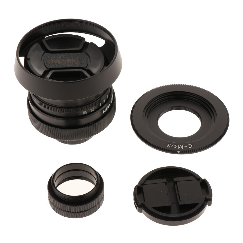 35mm F1.6 APS-C C Mount Lens with Adapter 4/3 Mount Mirrorless Camera (Black)