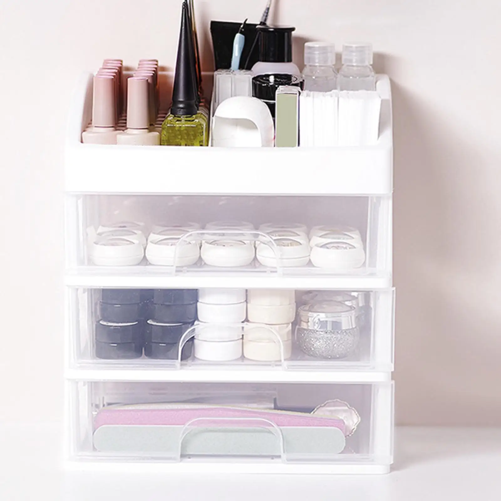 Makeup Storage Four-Layer Three-Layer Drawer Partition Transparent Drawer for Offices Desktop