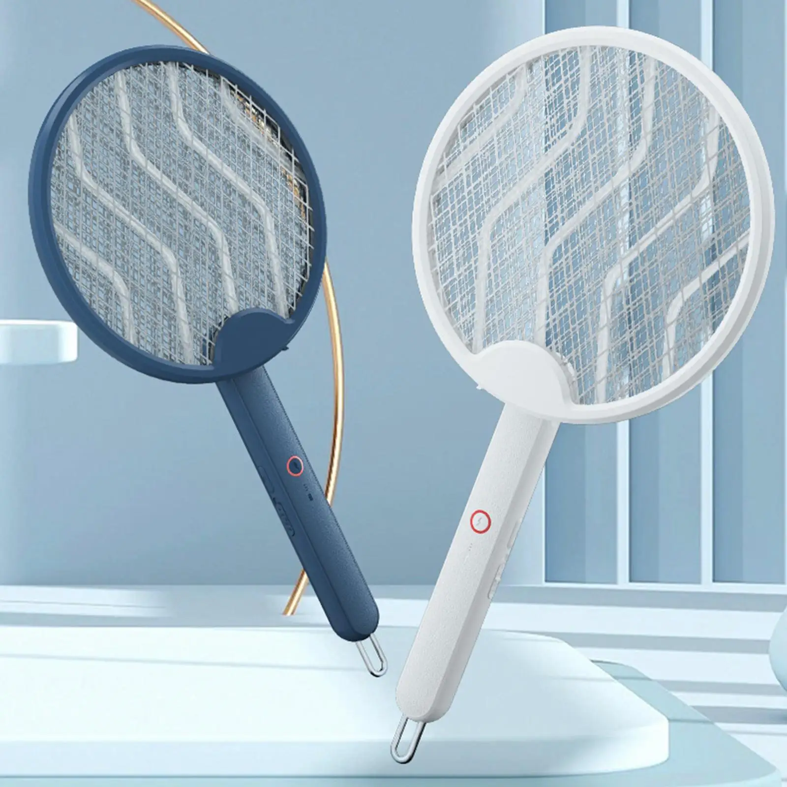 Foldable Electric Mosquito Swatter USB Rechargeable Safe to Touch with Purple LED Light Kitchen Bedroom Mosquito Killer Racket