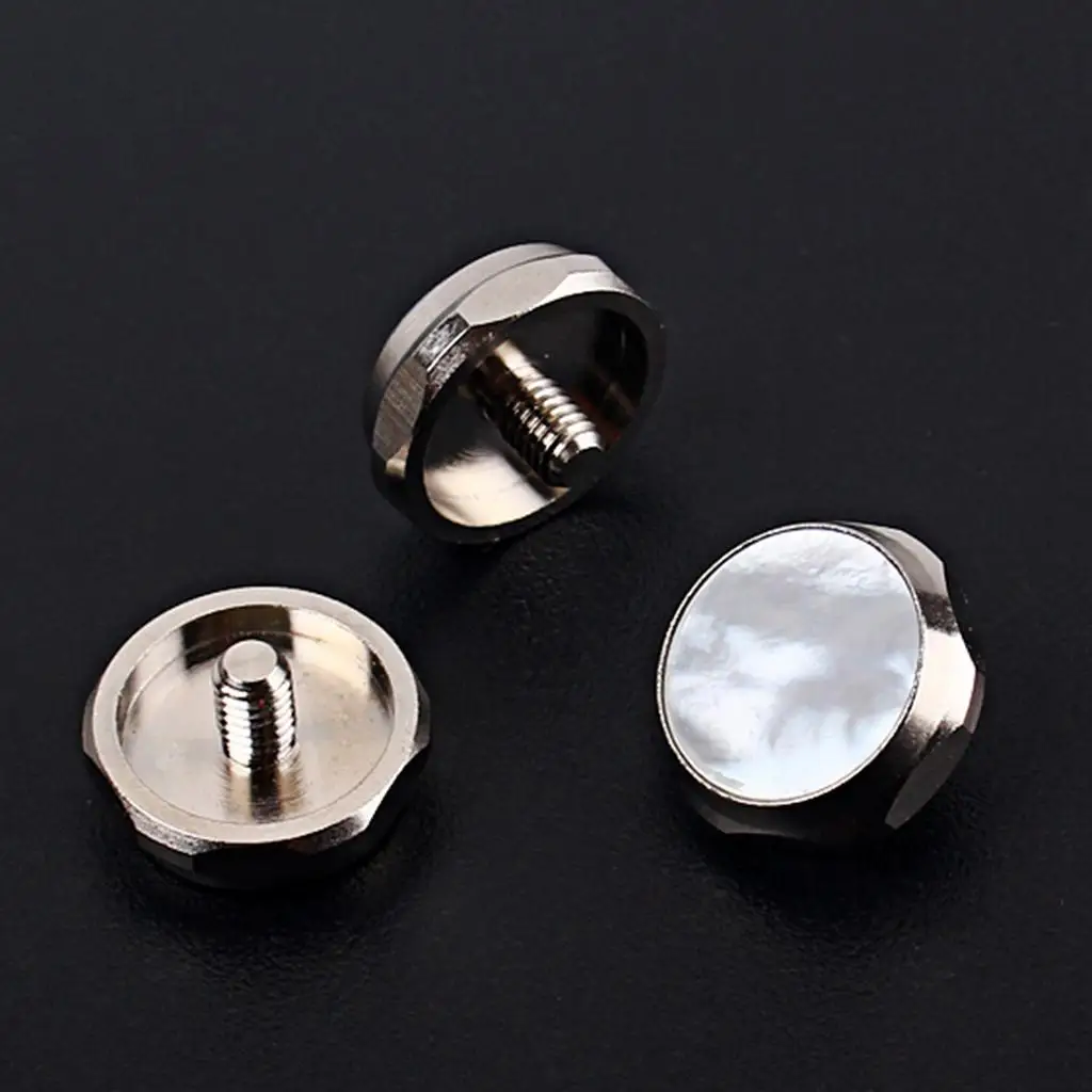 3 Pieces Alloy Shell Inlays Trumpet Finger Buttons Brass Instrument Accessories, White