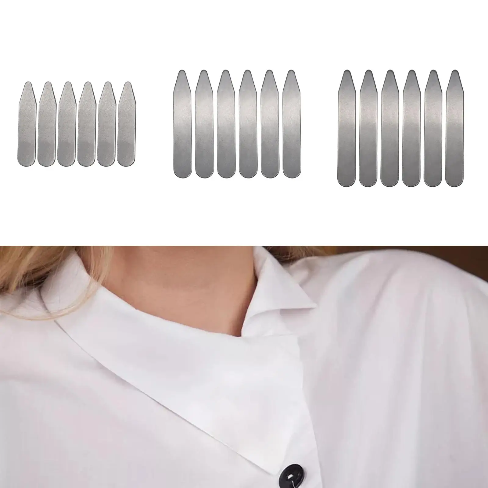 6Pcs Collar Stays Smooth Edges Shirt Collar Inserts Non Slip Metal Unique for Men`s Dress Shirts Women Men Uniform Party Wedding
