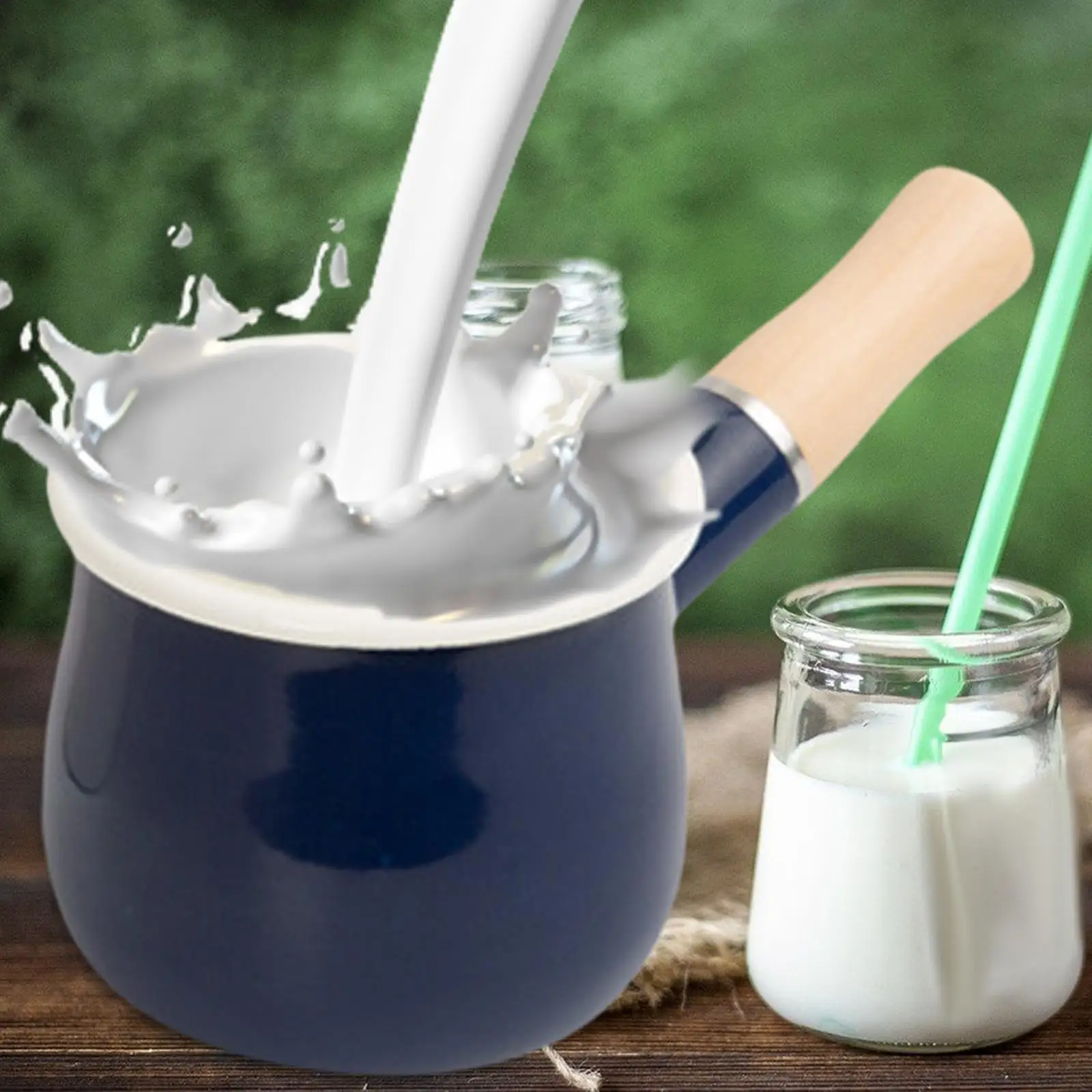 550ml Enamel Milk Pan Saucepan Butter Warmer, Multi Purpose Stockpot for Coffee Boiling Water Melting Butter Chocolate 