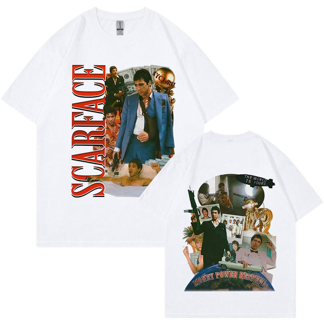 Vintage 90s Movie Scarface Al Pacino Tony Montana T-shirt Double 