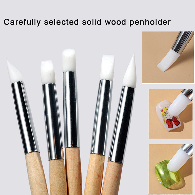 Description Picture 2 of item1PC Silicone Press Pen Wedge Brush Nail Supplies Sculpture Carving DIY Glitter Powder Sticker DIY Manicure Tips Nail Tool