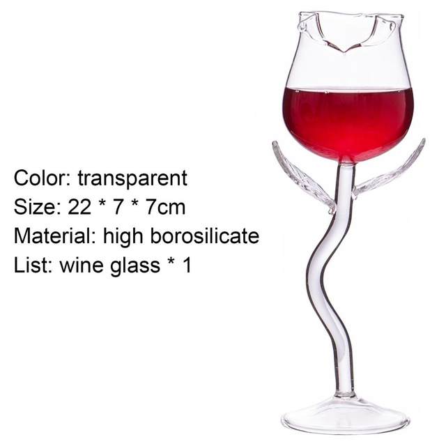 Yesbay Wine Glass Exquisite Stable Base Transparent Rose Shape Goblet Cup  for Home,Transparent 