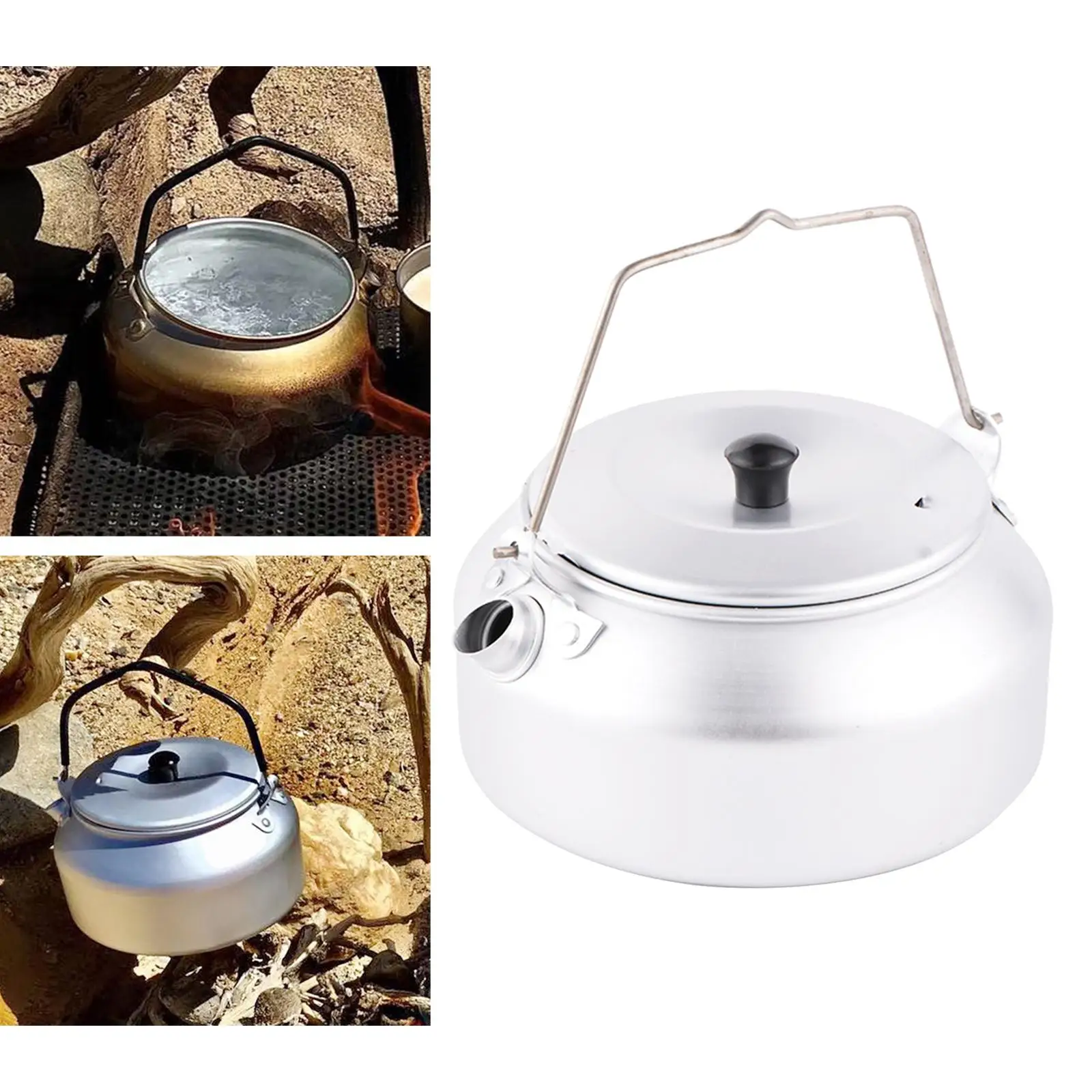 0.8L Outdoor Camping Hiking Water Kettle  Pot Folding Handle