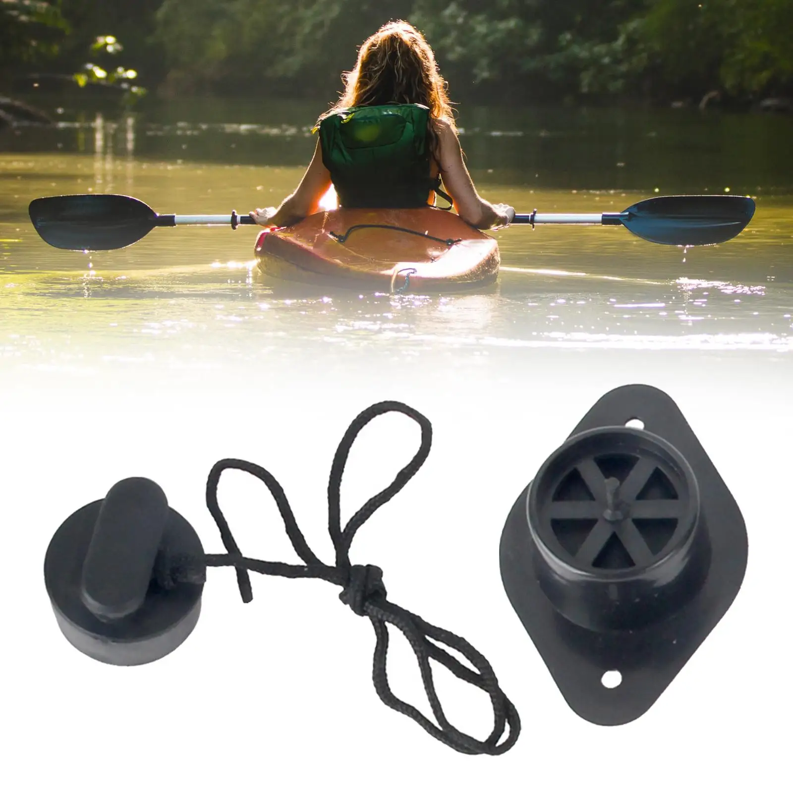 Inflatable Boat Drain Valve Black Airbeds with A Pull Cord Sturdy Easy to Operate Portable Rowing Boats Accessories Replacement