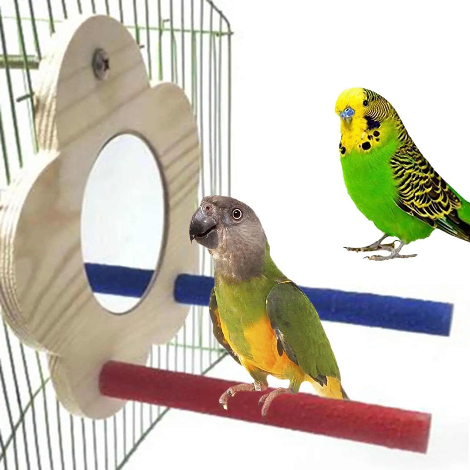 Parrot Mirror Perch for Cage Paw Grinding Sticks Grinding Rod Playground Bird Perch Mirror for Budgies Cockatoo Pet Supplies