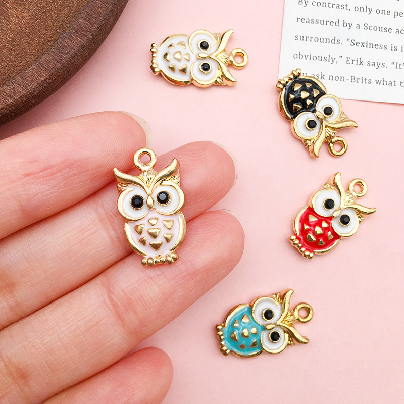 15PCS KC Legierung Emaille Schöne Eule Charms Für Schmuck Machen DIY Ohrringe Zubehör Armband Halskette Anhänger Großhandel Versorgung – Detail 6