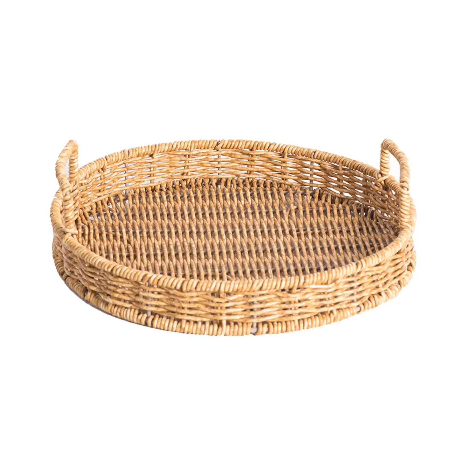 Bread Basket Coffee Table Serving Platter Fruit Tray Bathroom Basket Display Picnic Handcrafted Imitation Rattan Round Basket