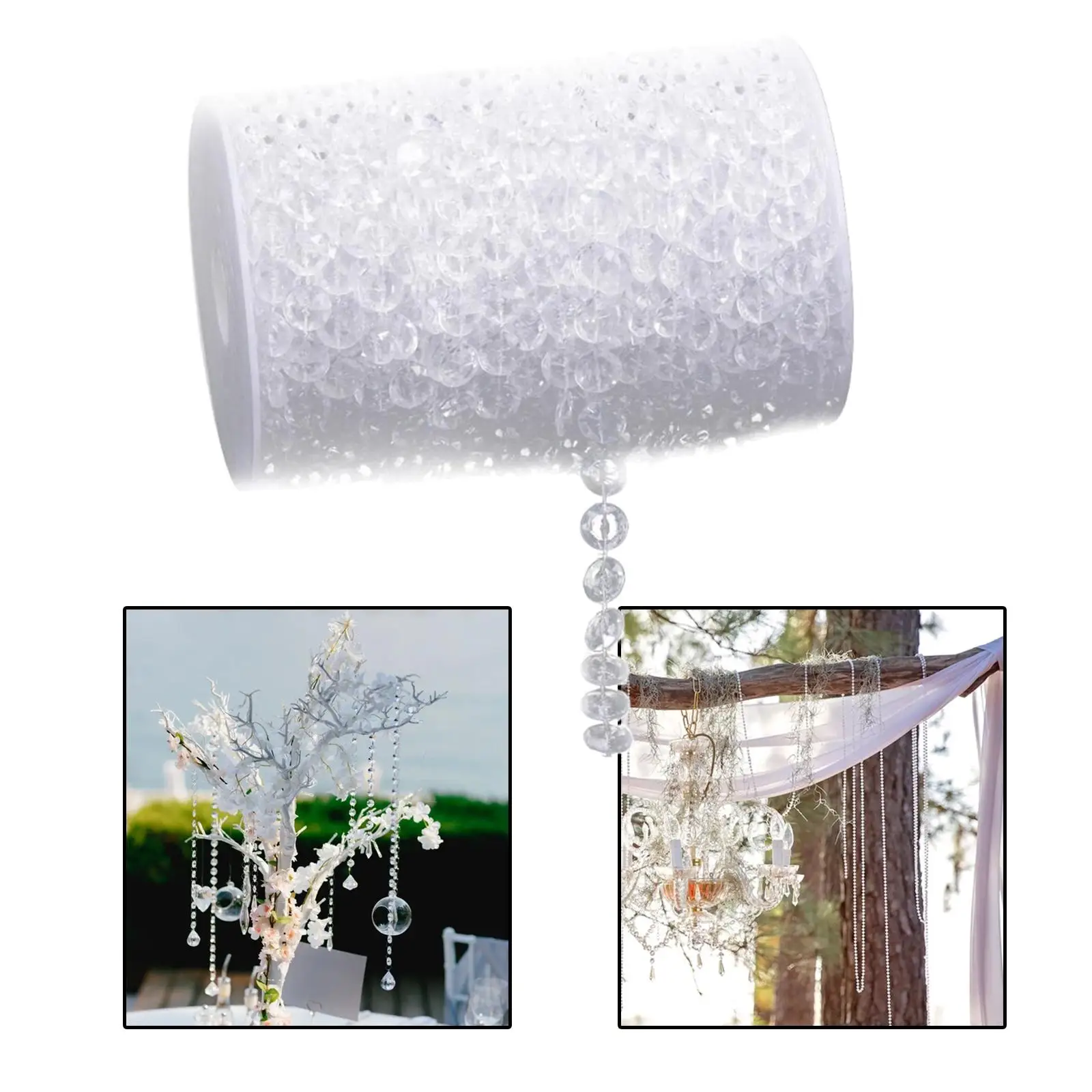 Crystal Bead Chain Acrylic Transparent Crystal Bead Garland  Lamp   Decorations 30 M/ 98 FT