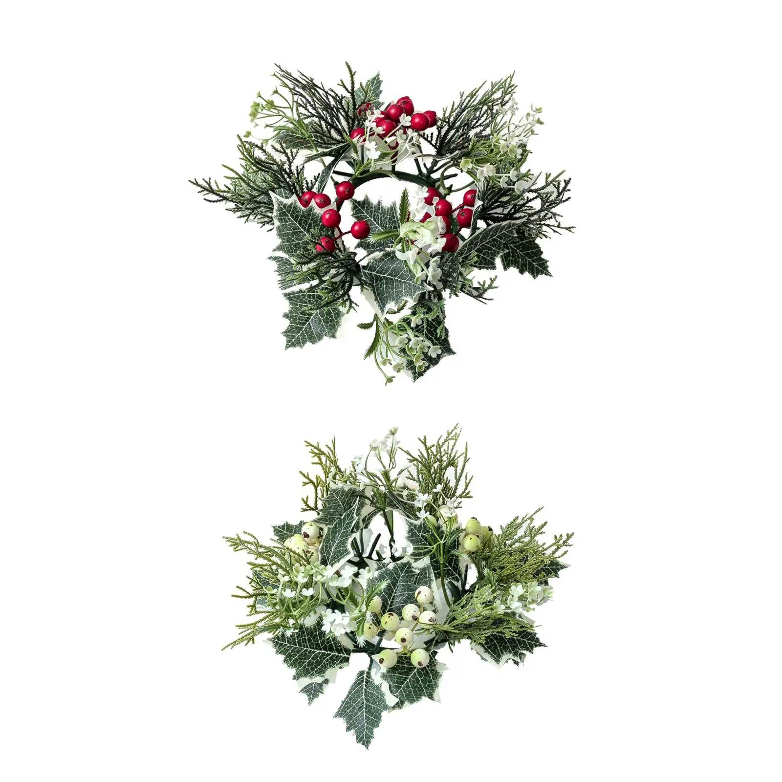 Pillar Candle Rings Wreath Artificial Leaves Greenery Candleholders Wreaths for Festivals, Tabletop, Easter, Home, Decoration