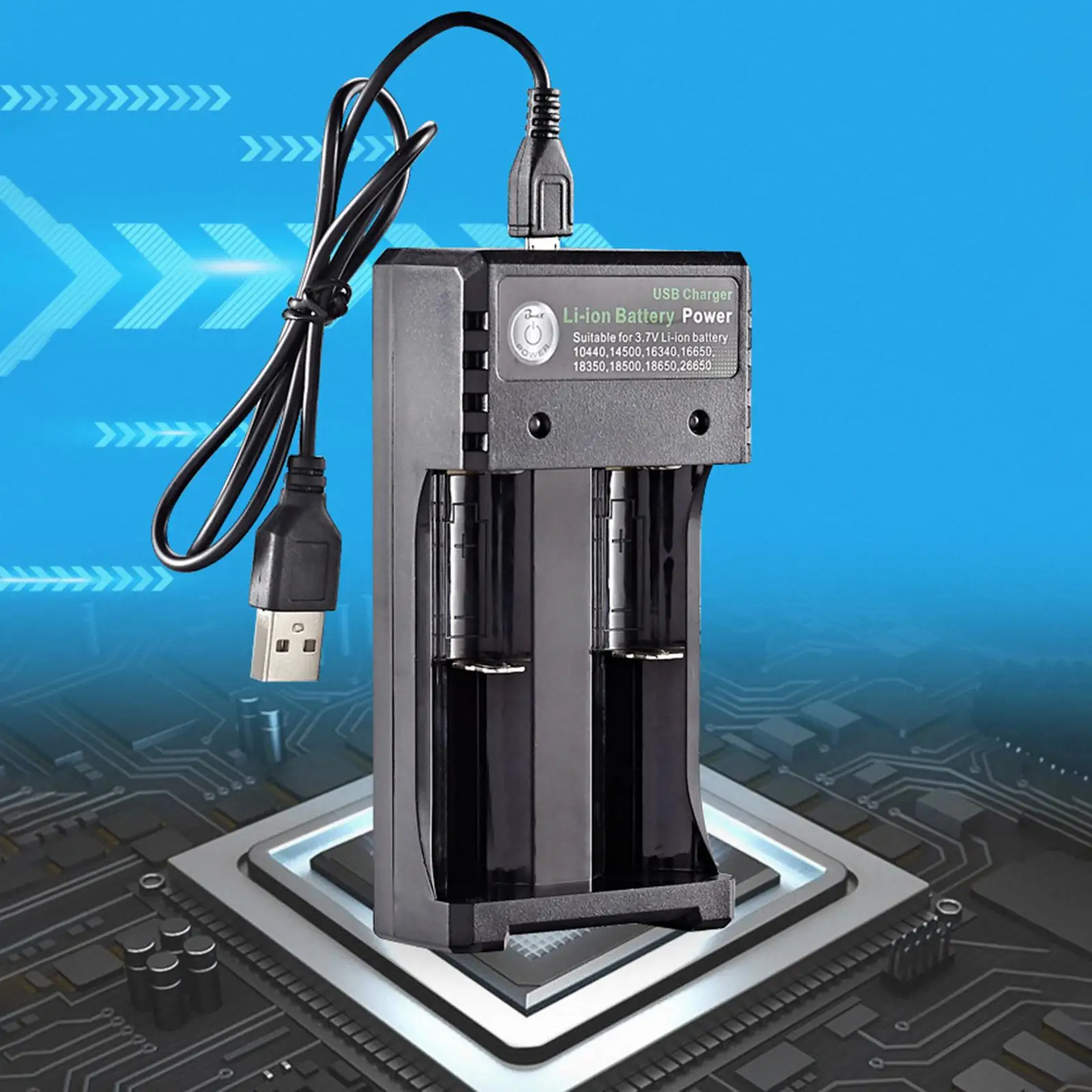 3.7V 18650 Li-Ion Batteries USB Charger Accessories Premium Intelligent for Small Fan, Sound Equipment 3.7 Volts Professional
