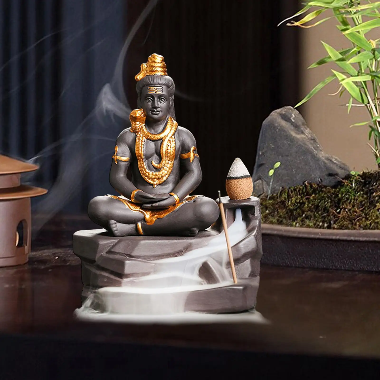 Backflow Incense Burner Holder Creative Southeast Asian Sacred Feng Shui Zen Figurine for Office Home Decor Meditation Home Yoga