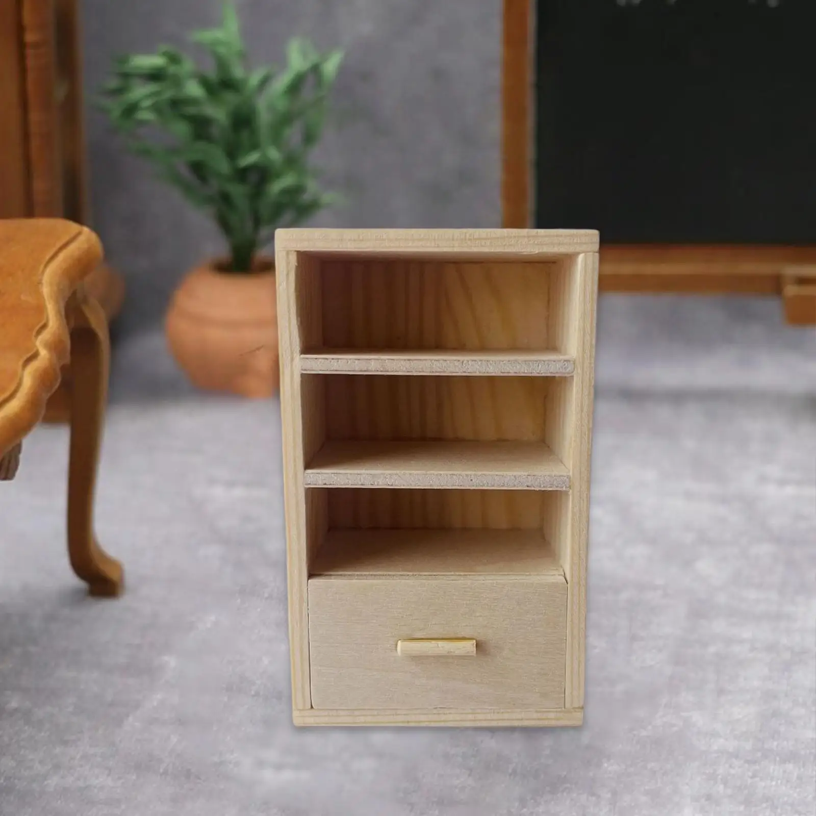 1:12 Dollhouse Bookcase Mini Furniture Storage Shelf for Fairy Garden Decor