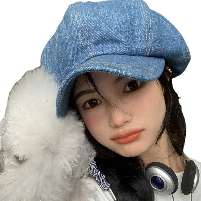 Koreanische Neue Denim Baskenmütze Frauen Frühling und Herbst Retro Große Kopfumfang Wolke Hut Mode Lässig Achteckigen Maler Kappe – Detail 7