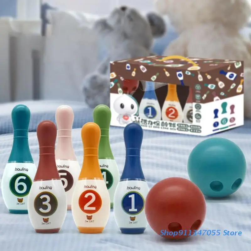 Montessori Bowling Toys Ball Game Skittle Toy Interactive Family Party Bowling Set Toddler Sport Balance Training Drop shipping