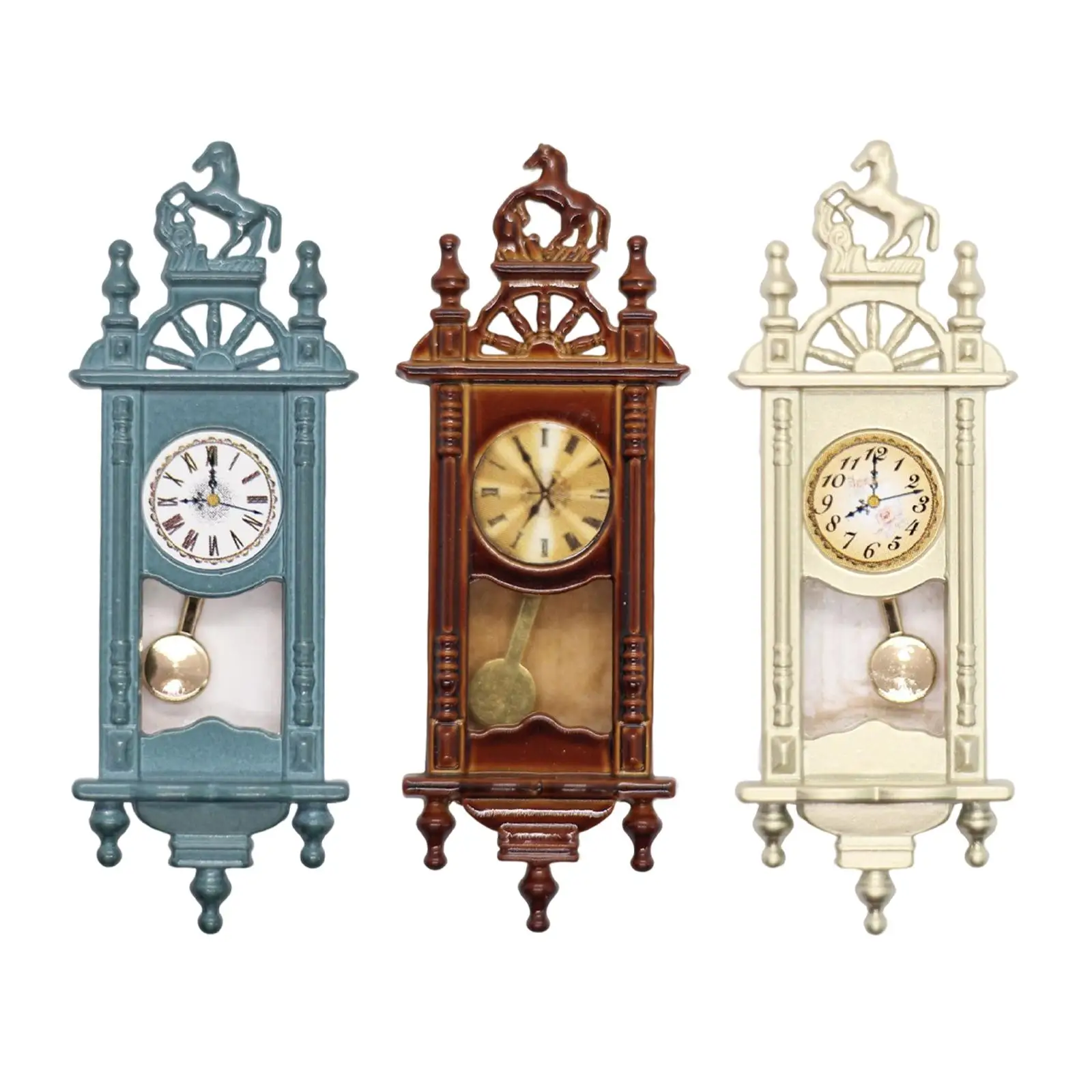 1:12 Scale Dollhouse Wall Clock Retro Clock Delicate Model Wooden Frame Clock Accessory DIY Furniture Model Pretend Play