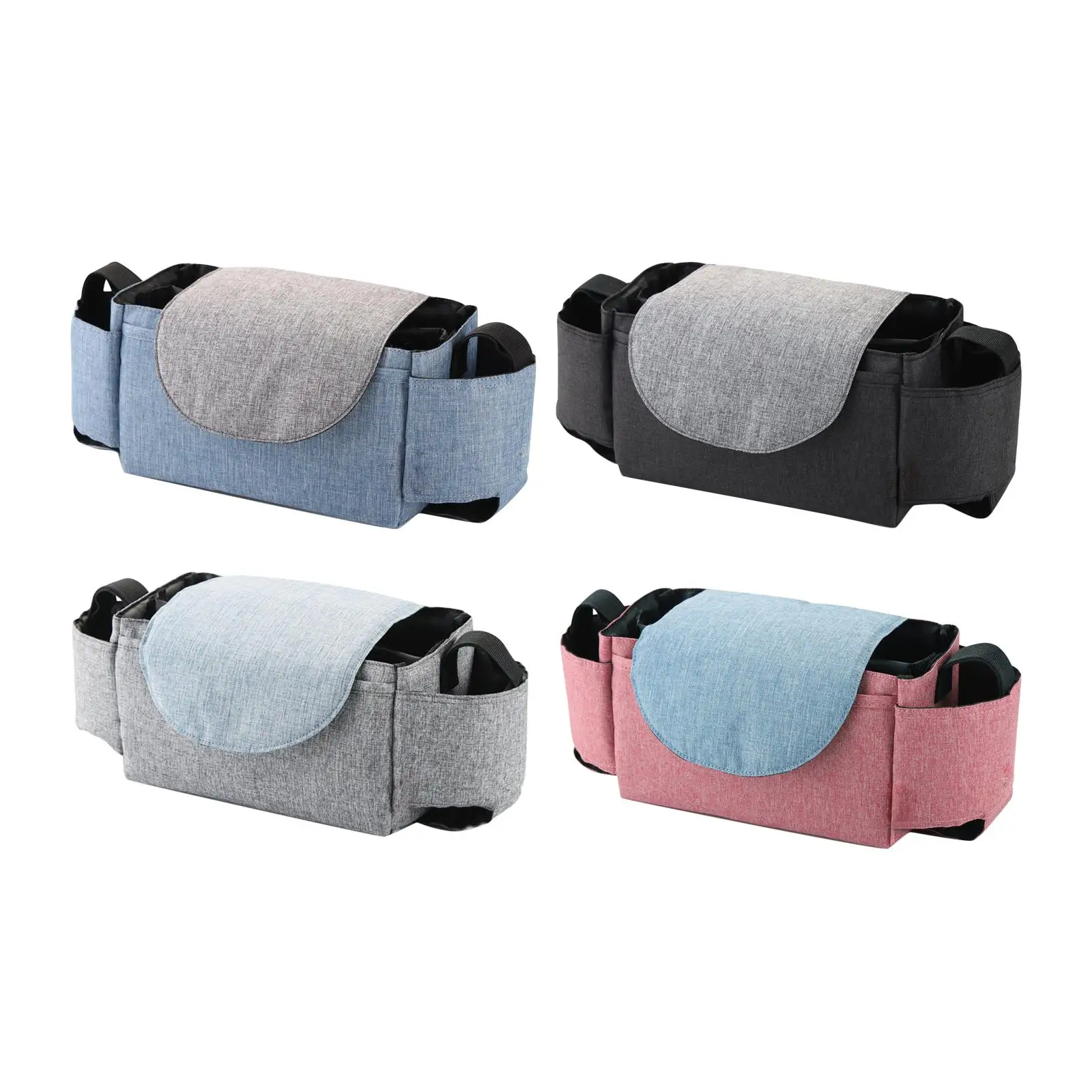 Multipurpose Stroller Organizer Multiple Pockets Stroller Caddy with Bottle Holder for Pushchair