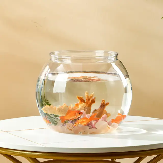 Fish Bowl Plastic L M S Sizes Desktop Aquarium Tanks Round Durable