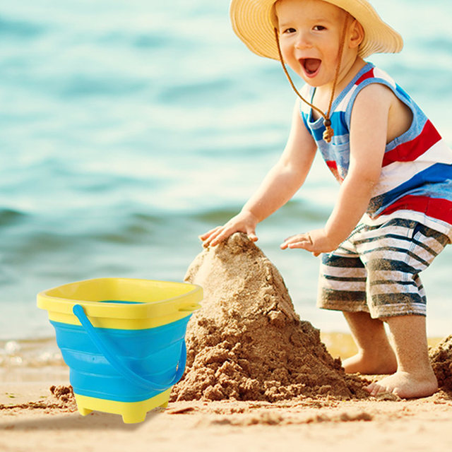 Children Beach Bucket Foldable Sand Toy Play Summer Beach Water Game  Telescopic Bucket Kids Portable Toys Multi Purpose Storage